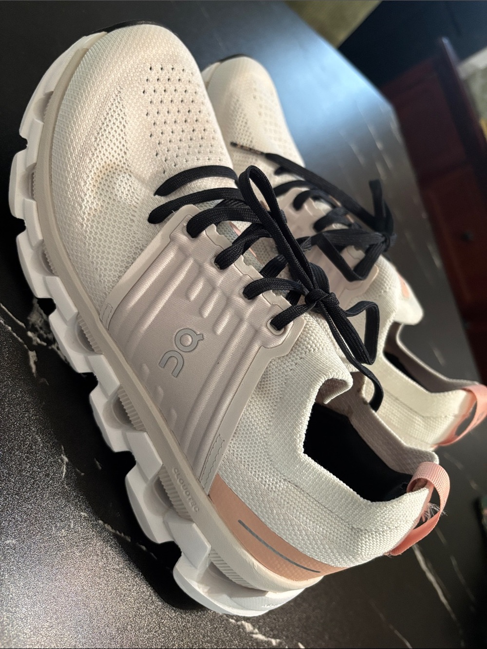 On Cloudswift 3 Light Pink and white Women's Athletic Running Shoes - Picture 4 of 9